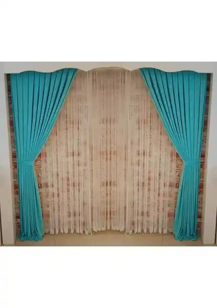 Figen Perde Turkuaz Renk Kadife Fon Perde: Modern ve Dayanıklı Ev Dekorasyonu Seçeneği