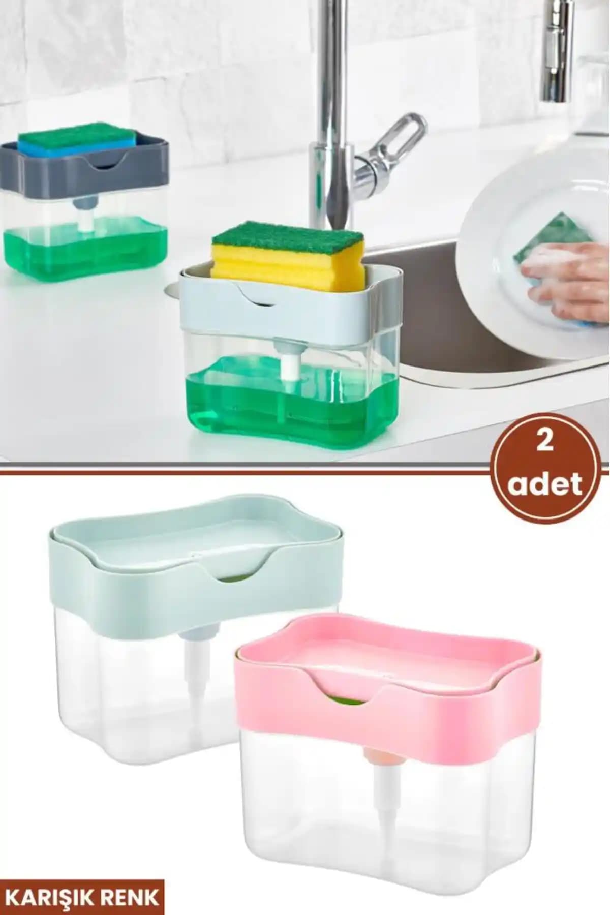 Flora 2'li Pompalı Hazneli Mutfak Bulaşık Deterjanlığı Seti Pratik ve Estetik Çözüm