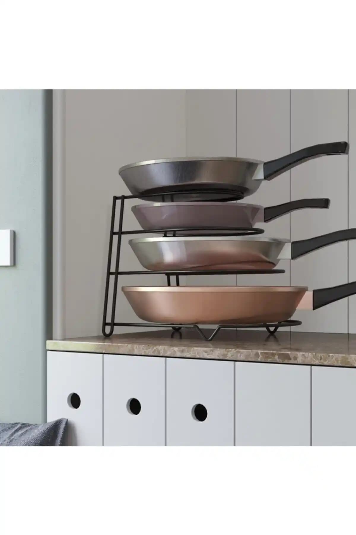Genel Markalar 4 Katlı Metal Organizer Tava Rafı ile Mutfak Düzeninizi Optimize Edin