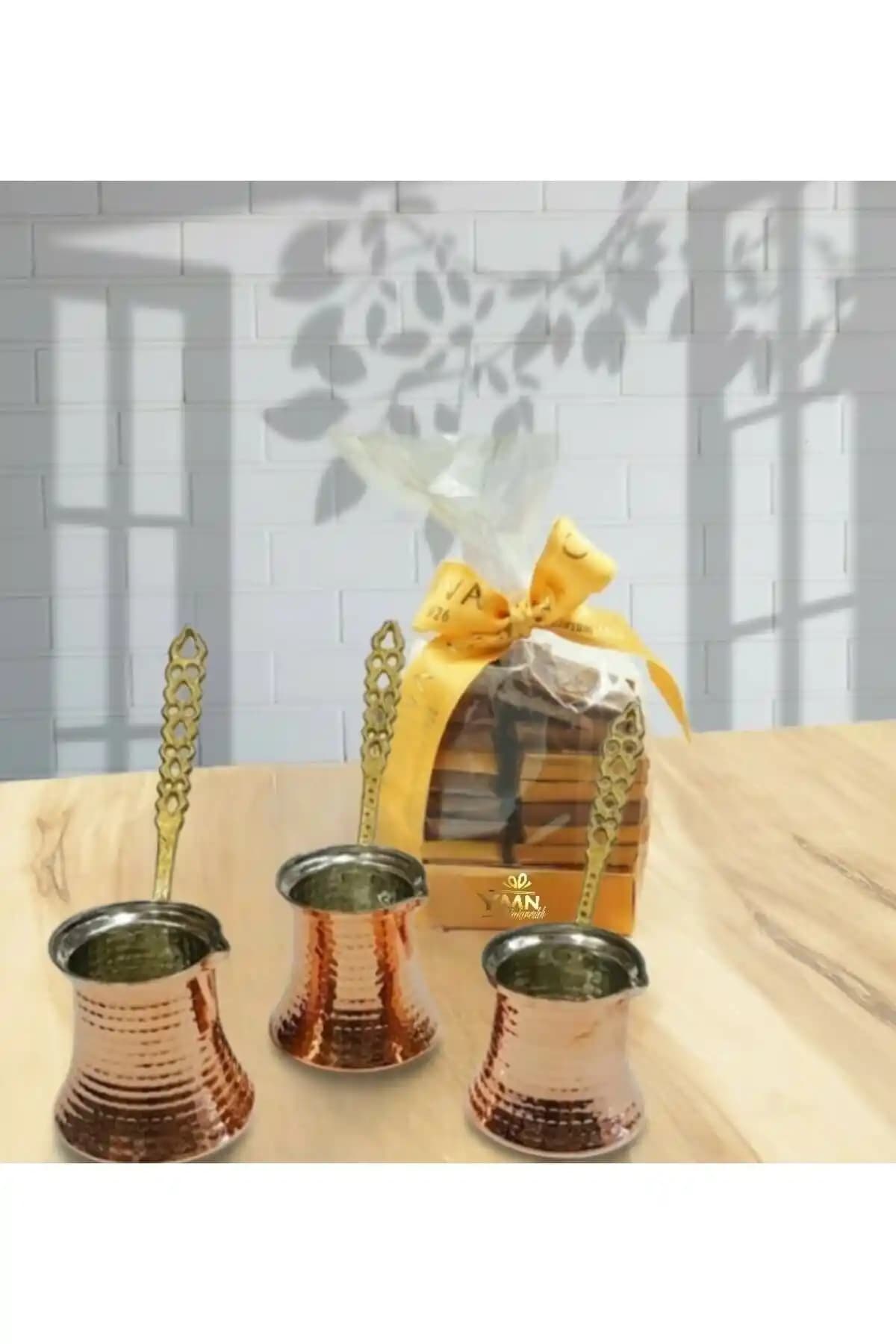 Genel Markalar Bakır Cezve Seti 3'lü Takım - Dayanıklı ve Estetik Kahve Seti