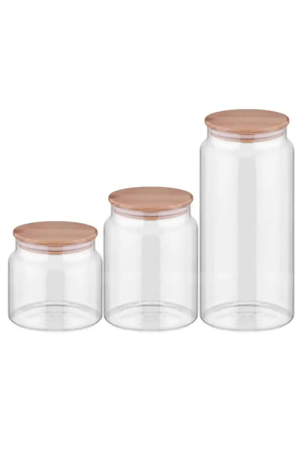 Genel Markalar Bambu Kapaklı 3'lü Lüx Cam Kavanoz Seti ile Mutfaklarınızı Şık ve Fonksiyonel Hale Getirin