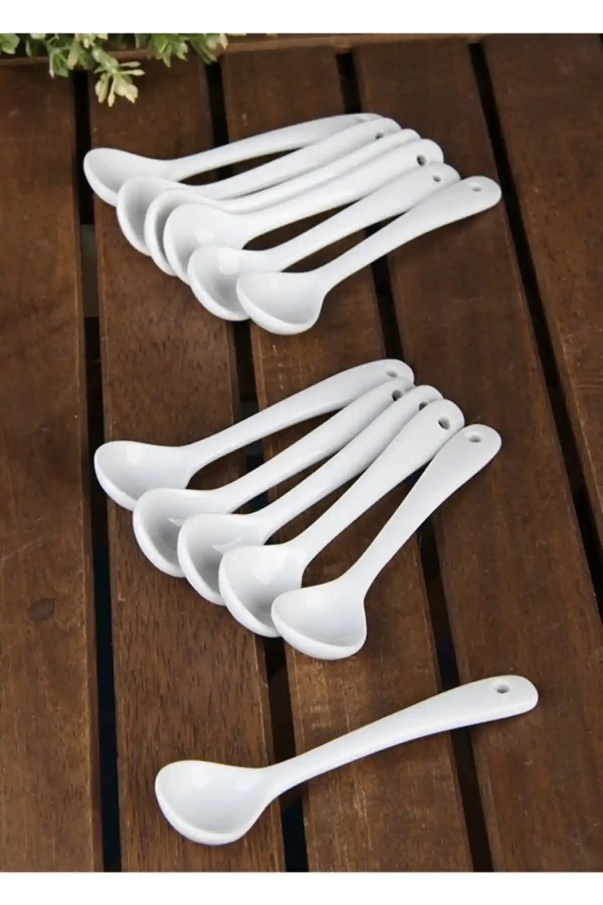 Genel Markalar Beyaz Porselen 12'li Çay ve Baharat Kaşığı Seti - Şık ve Dayanıklı Mutfak Aksesuarları