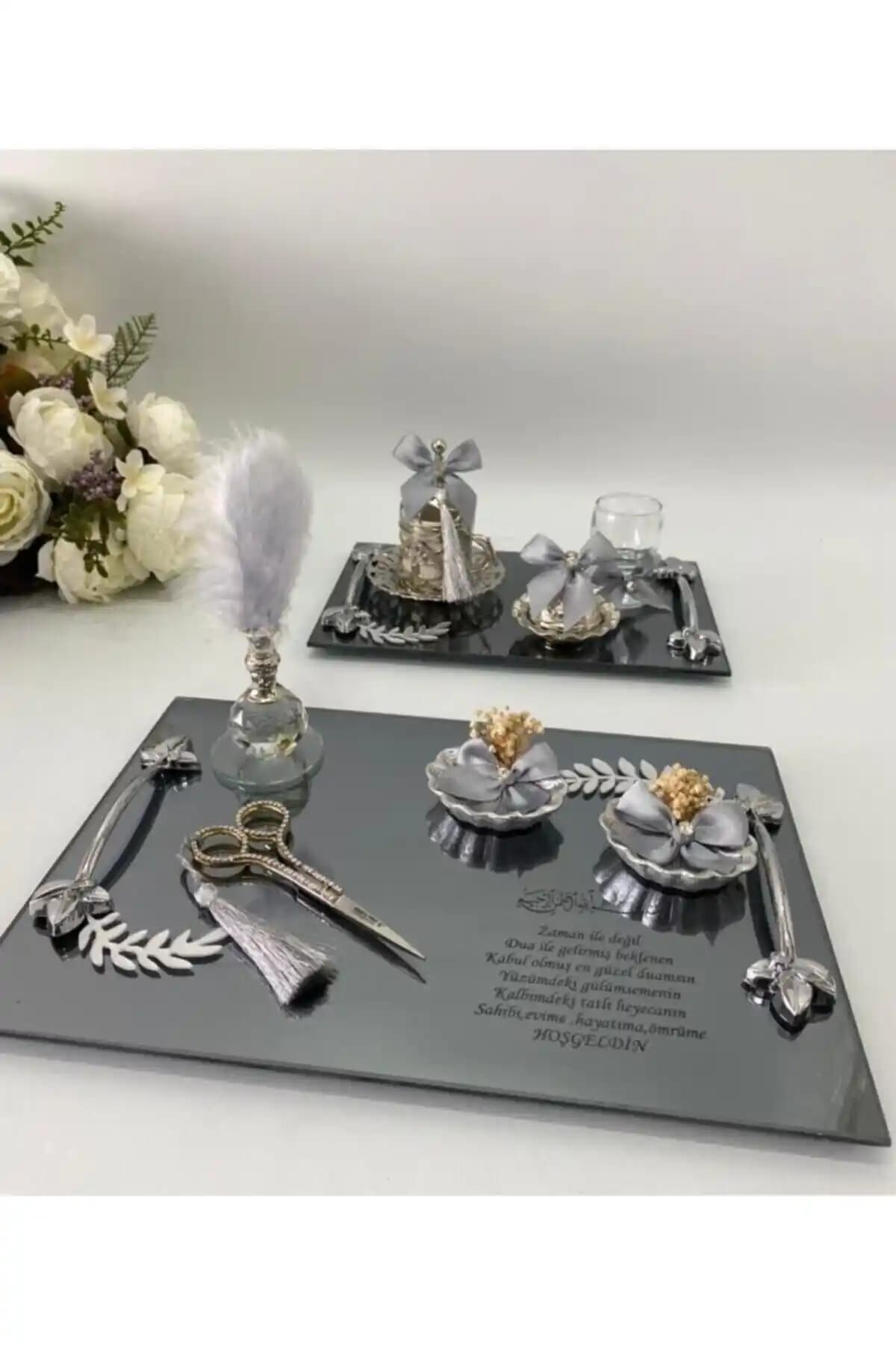 Genel Markalar Şık ve Dayanıklı Porselen Söz Tepsisi Nişan ve Damat Kutlamaları İçin