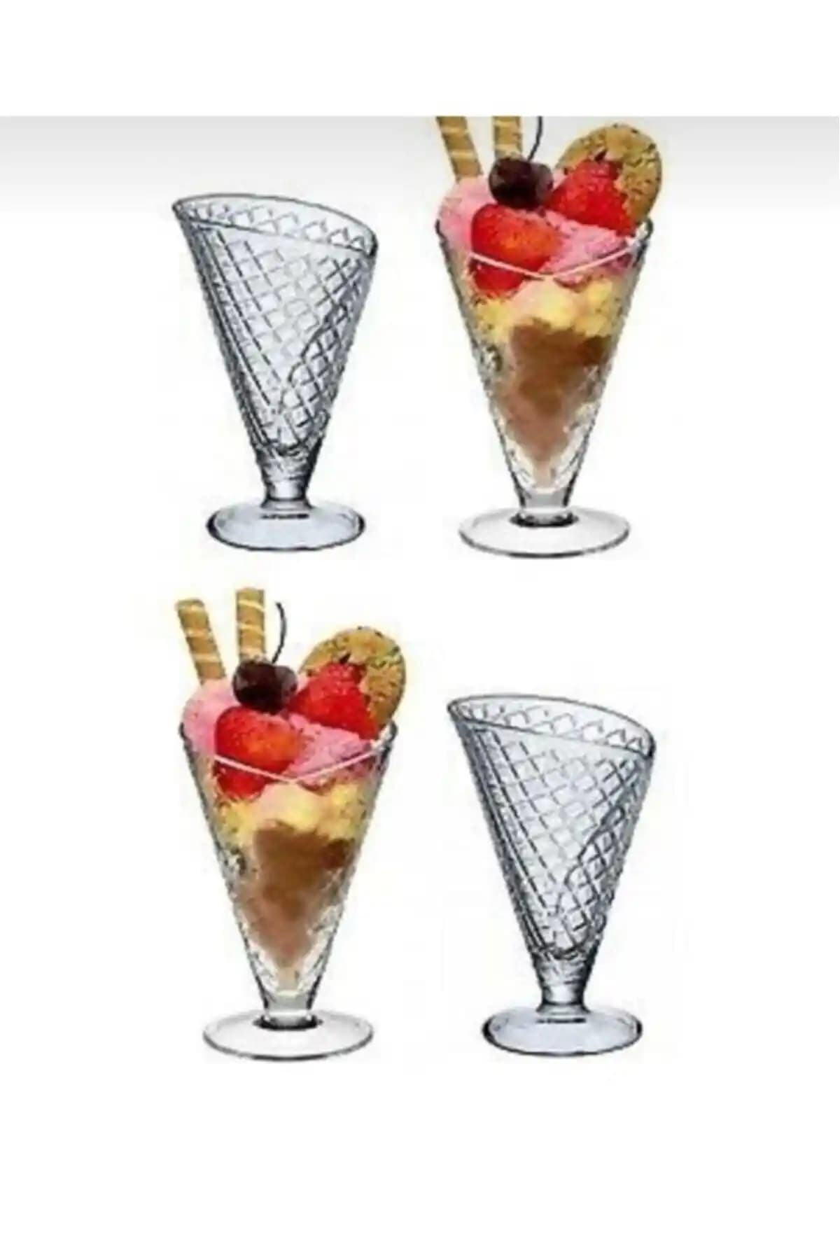 Genel Markalar STD 4’lü Alaska Cornetto Dondurma Kasesi Şık ve Dayanıklı Cam Seti