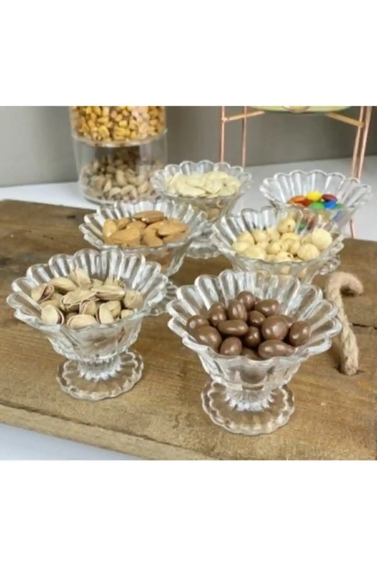 Genel Markalar STD Ayaklı Cam 6'lı Şekerlik ve Reçellik Seti Modern ve Şık Tasarım