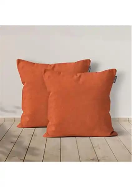 Goccia 2'li Kadife Dokulu Kırlent Kılıfı Kiremit - Şık ve Dayanıklı Dekorasyon Ürünü