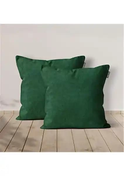 Goccia 2'li Kadife Dokulu Yeşil Kırlent Kılıfı Modern ve Dayanıklı Dekorasyon Ürünü