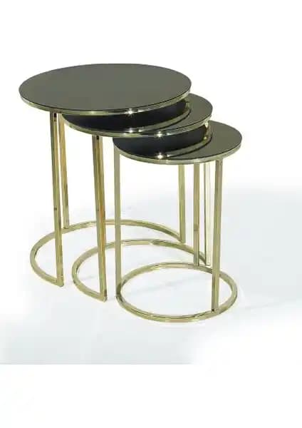 Hausev Aynalı Gold Metal Zigon Sehpa Modern Şık ve Çok Katmanlı Tasarım Özellikleri