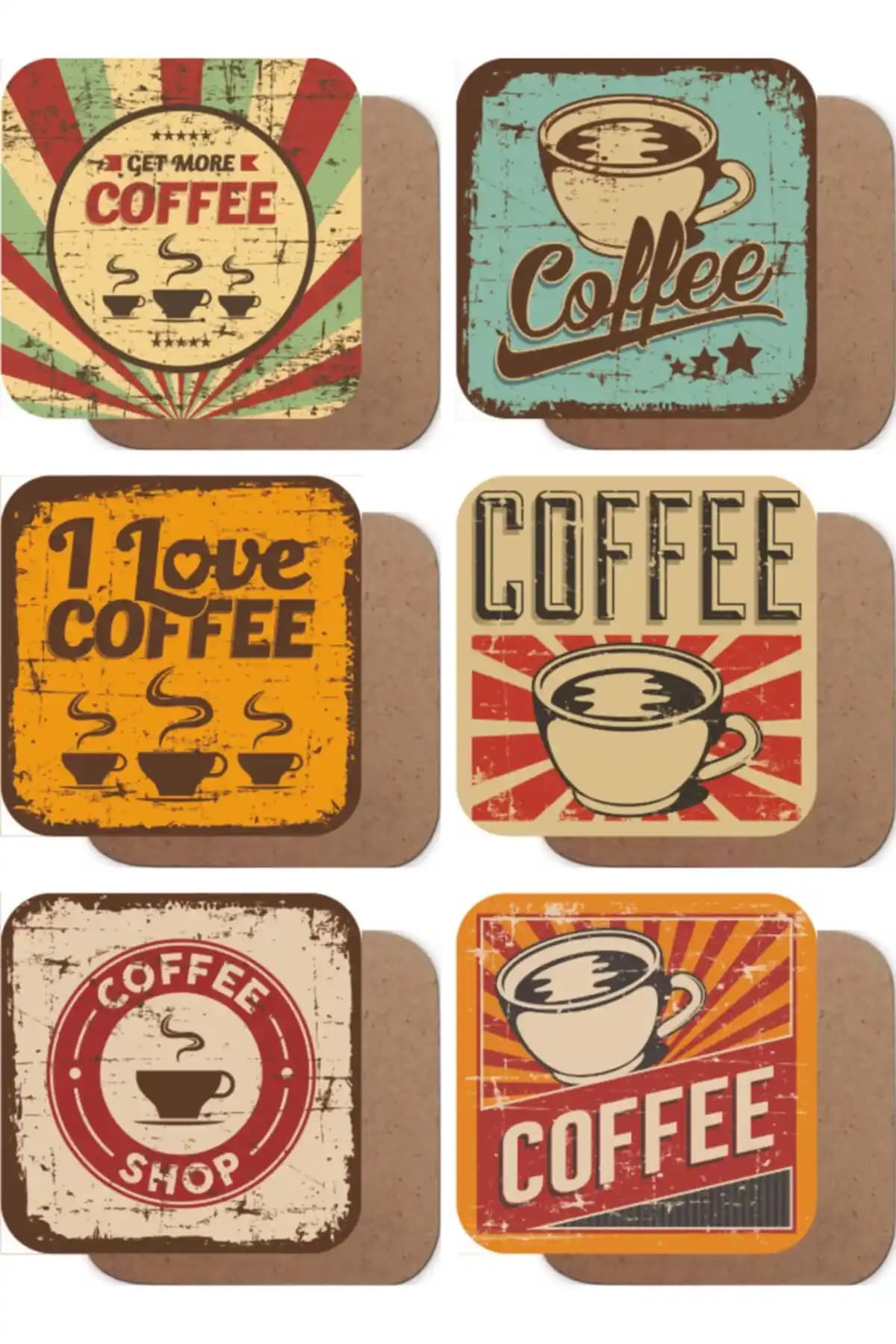 Hayat Poster Retro Kahve Vintage Ahşap Bardak Altlığı Seti ile Şıklık ve Fonksiyonellik