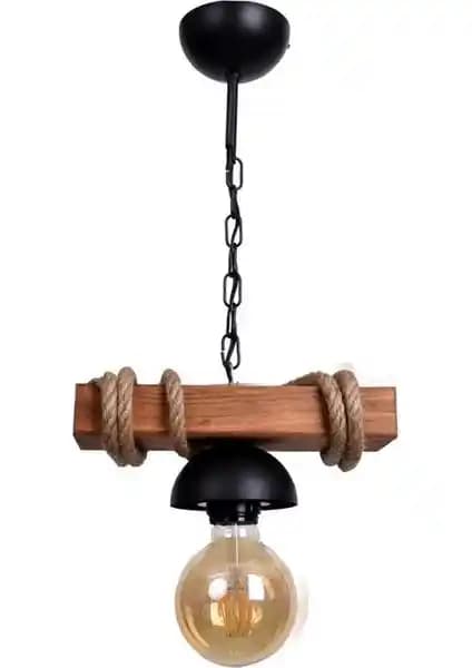 Hepsiniver Home M'art Home Ahşap Halatlı Tekli Sarkıt: Modern ve Rustik Dekorasyon İçin Uygun Aydınlatma Seçeneği