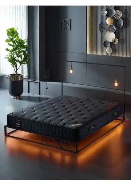Homevs Silver Ergo Siyah Serisi 150x200 cm Çift Kişilik Yatak - Modern ve Dayanıklı Tasarım