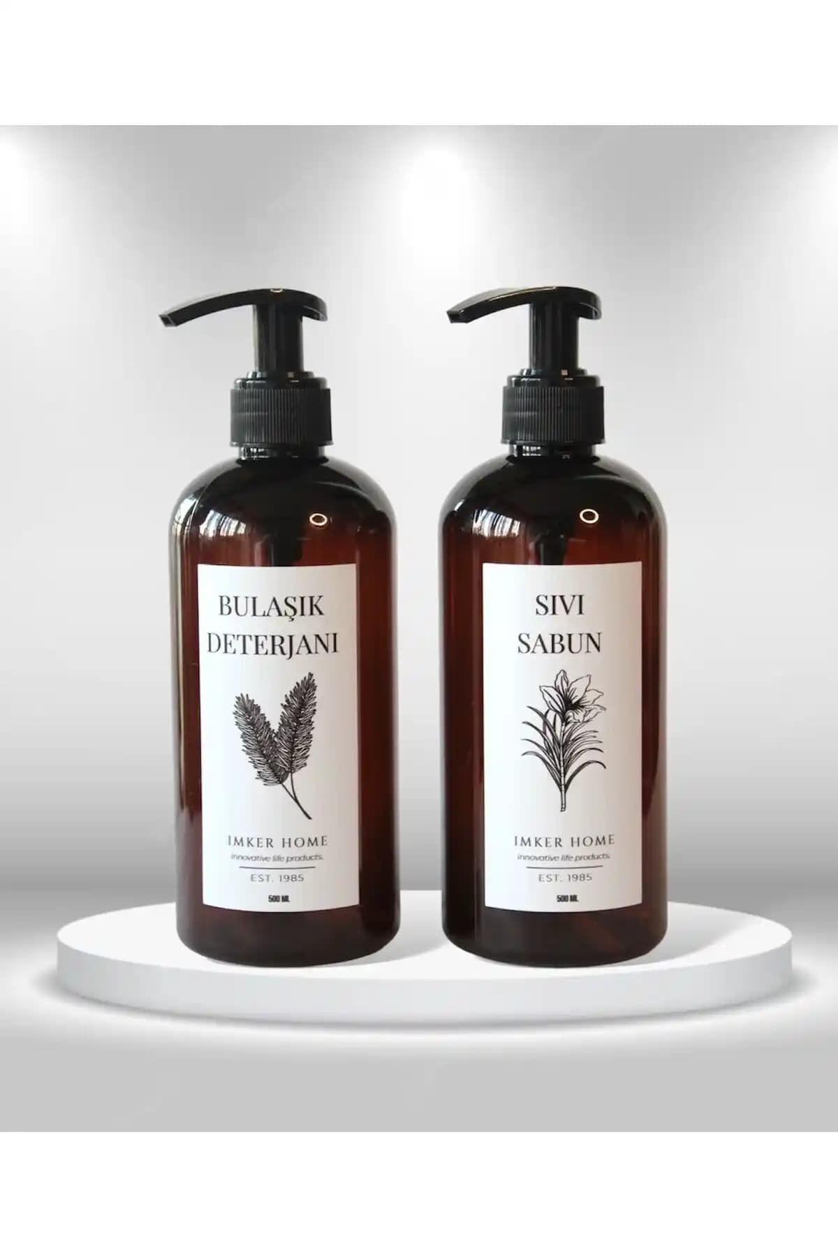 IMKER HOME Amber Kahverengi Pompalı Sıvı Sabunluk Modern ve Dayanıklı Tasarım