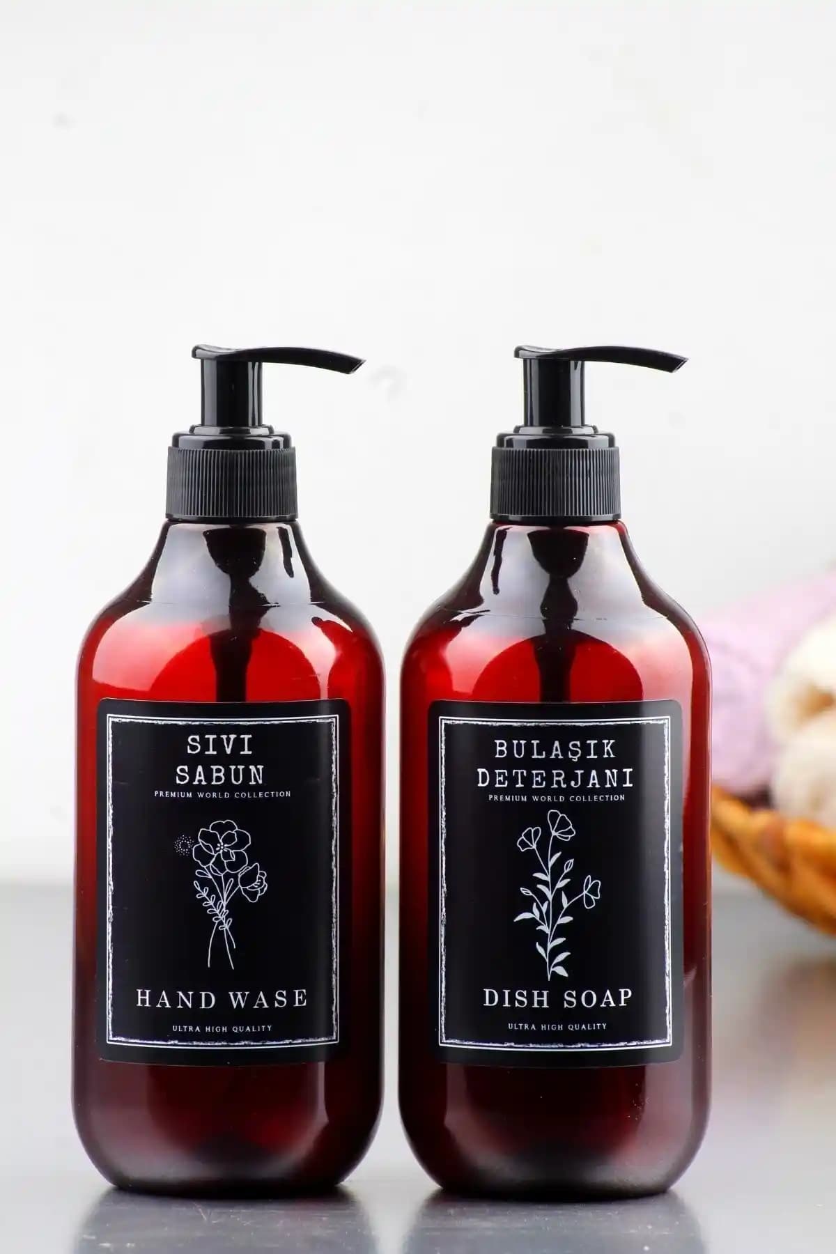 Incili Home Amber 2'li Bulaşık Deterjanı ve Sıvı Sabunluk Seti Modern ve Dayanıklı Tasarım