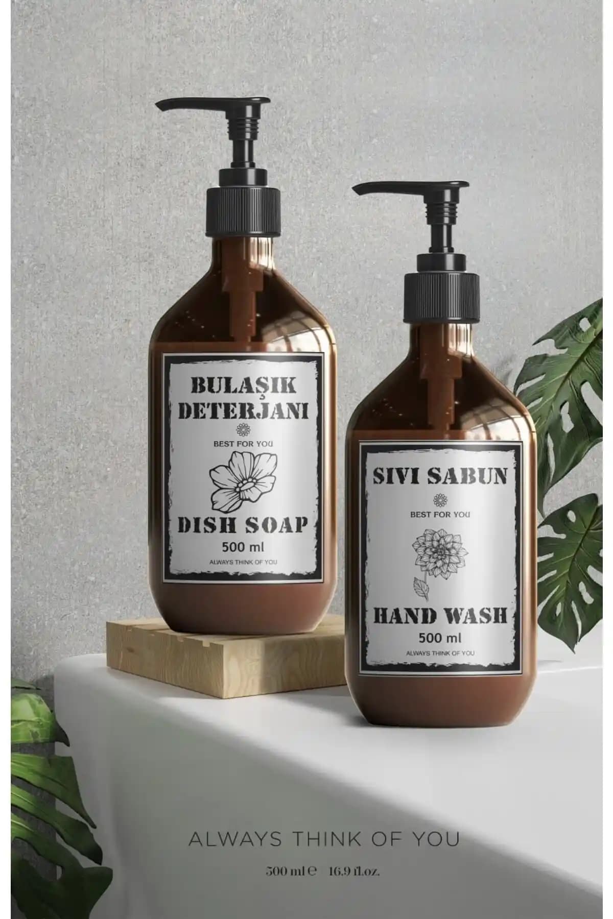 Jetstock 2'li Amber Plastik Sıvı Sabun Seti: Estetik ve Dayanıklı Hijyen Çözümü