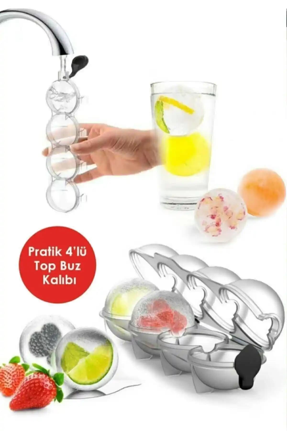 Kitchen Beauty 4'lü Küre Buz Topu Kalıbı: Estetik ve Dayanıklı Mutfak Gereci