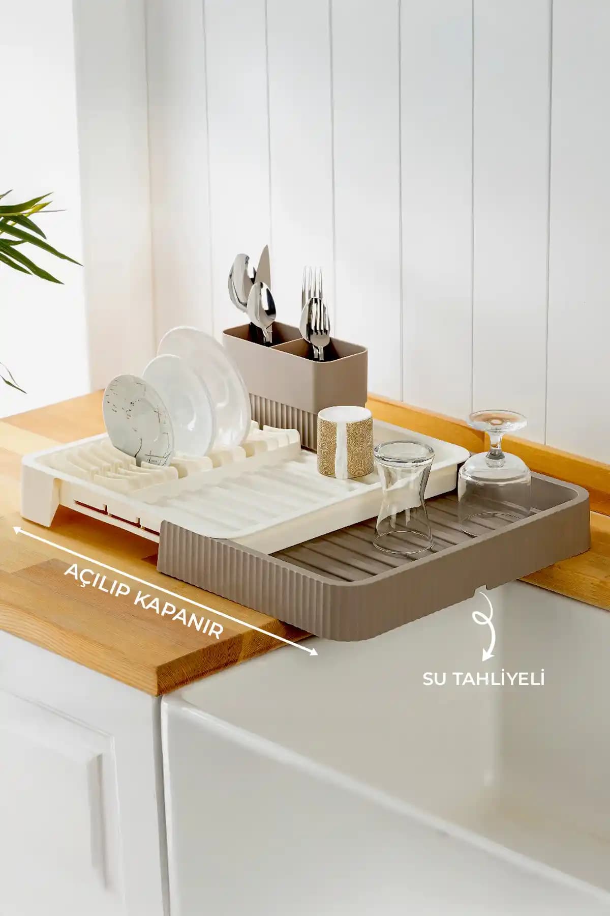 Kitchen Life Açılır Kapanır Sürgülü Bulaşık Kurutma Sepeti Pratik ve Şık Mutfak Çözümü