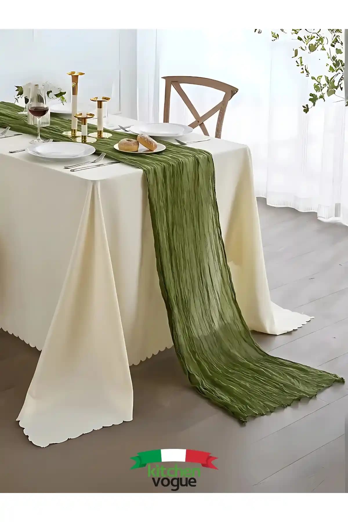 Kitchen Vogue Bohem Dekoratif Runner Masa Örtüsü Doğal ve Şık Tasarımıyla Her Masa İçin Uygun