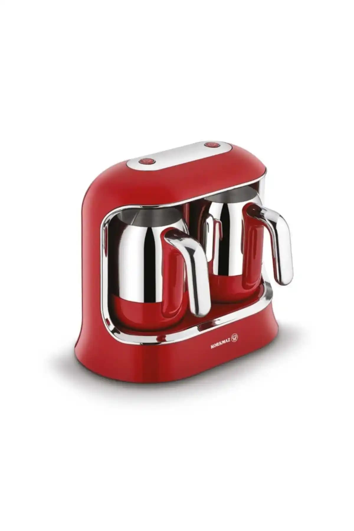 KORKMAZ Kahvekolik Twin A861 Otomatik Kahve Makinesi Kırmızı/Krom Modern Tasarım
