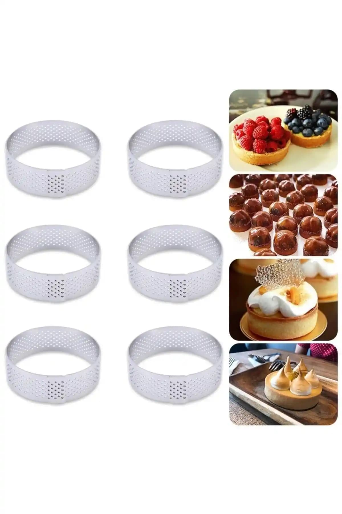 Küçük Boy Paslanmaz Çelik Yuvarlak Delikli Tart Kalıbı Pratik ve Dayanıklı Mutfak Gereci