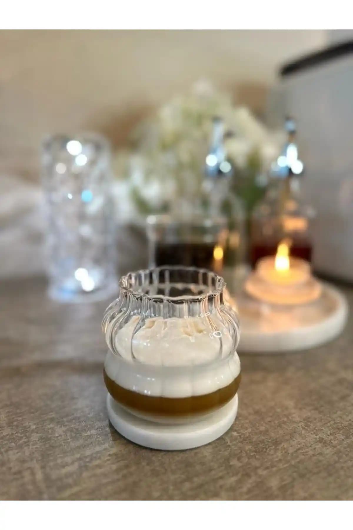 Küçük EW Midi İskandinav Tarz Isıya Dayanıklı Borosilikat Cam Bardak 300 ml Modern Tasarım