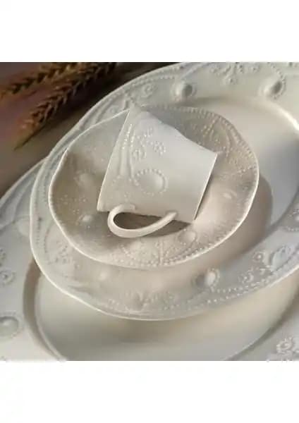 Kütahya Porselen Fulya Krem 24 Parça 6 Kişilik Yemek Takımı Modern ve Şık Tasarım