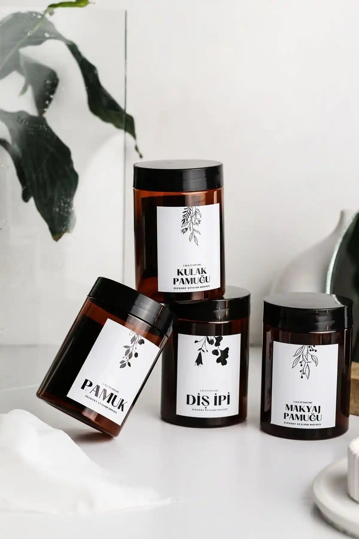 LALEZEN HOME Kulak Pamuğu Kavanozu: Şık ve Pratik Banyo Hijyen Çözümü