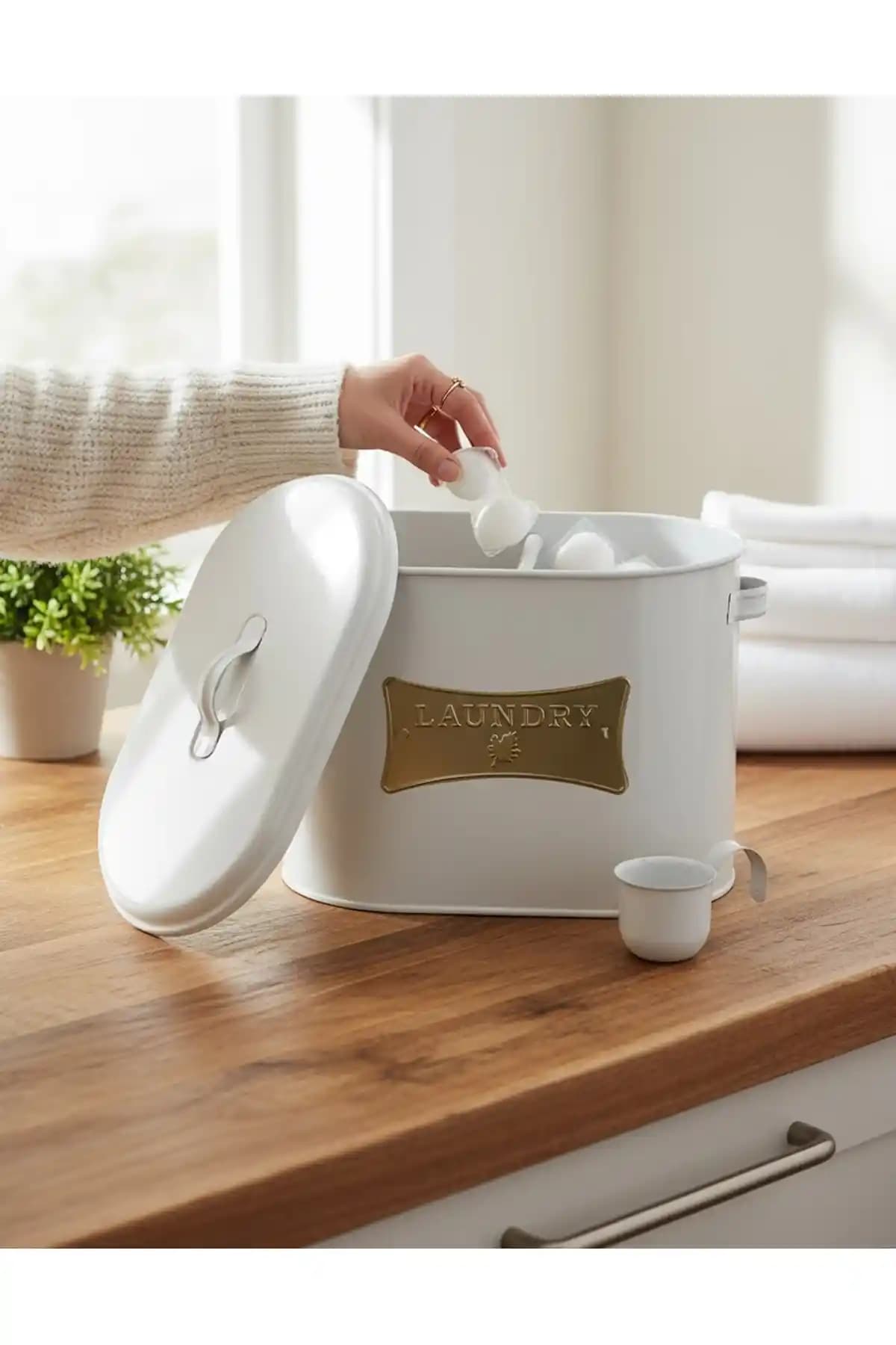 Laundry LR041 İki Bölmeli Metal Deterjanlık Pratik ve Dayanıklı Tasarım