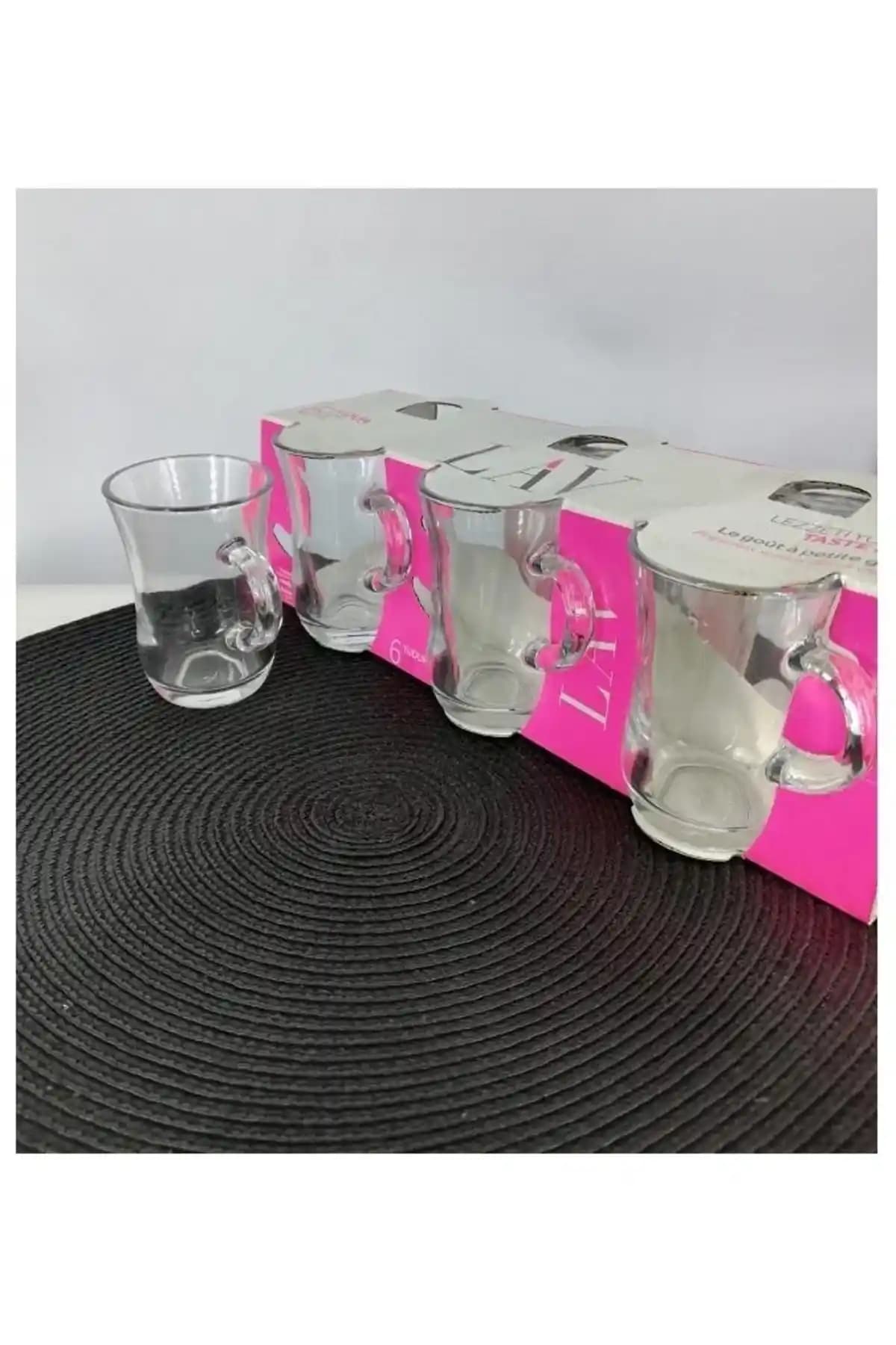 LAV Yudum Cam Kulplu Çay Bardağı Seti Şık ve Kullanışlı Tasarım, Türkiye Menşei