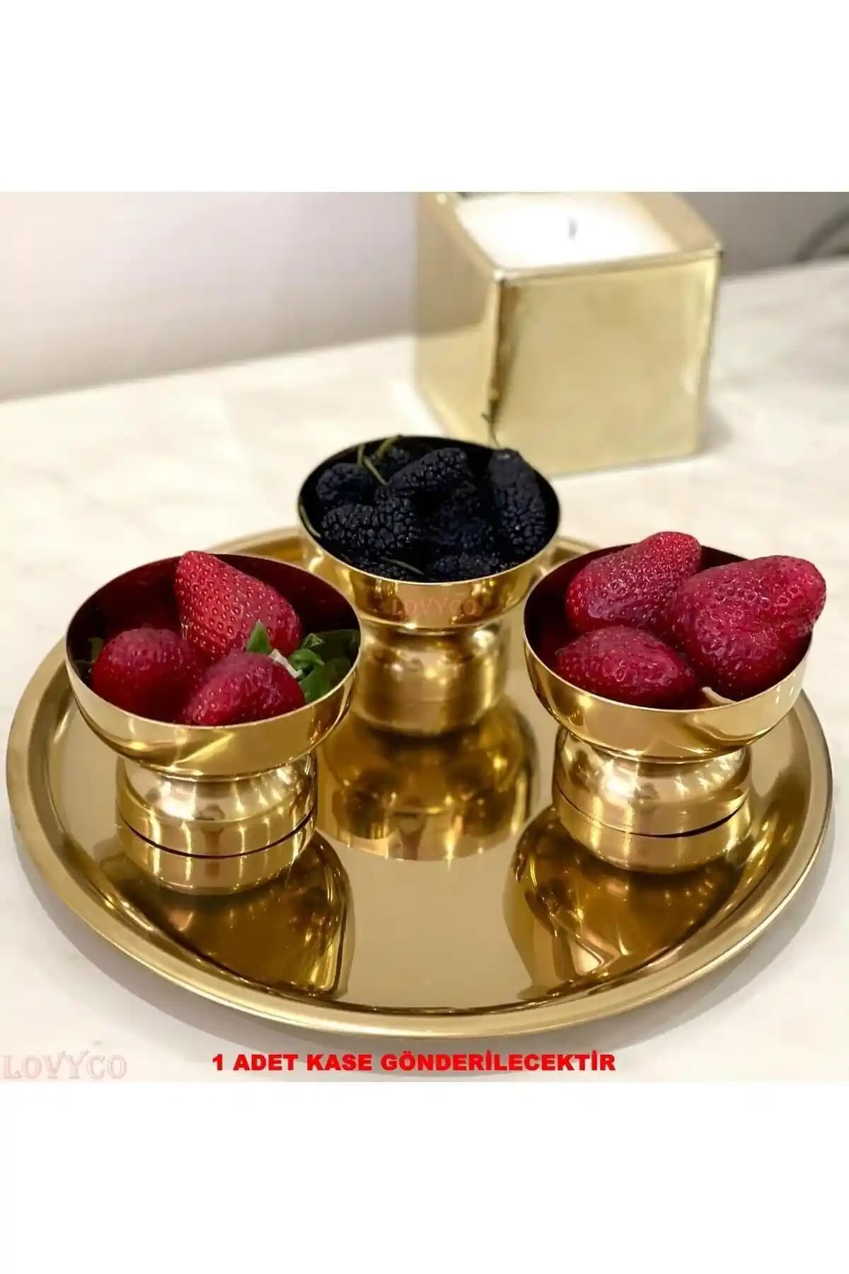 LOVYCO Altın Kase Kupası Çok Amaçlı ve Şık Mutfak Aksesuarı 8.5 cm çapında