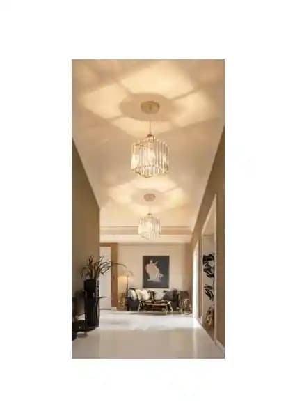 Luna Lighting Modern Sarı Kristal Sarkıt Avize: Şık ve Fonksiyonel Giriş Mekânları İçin