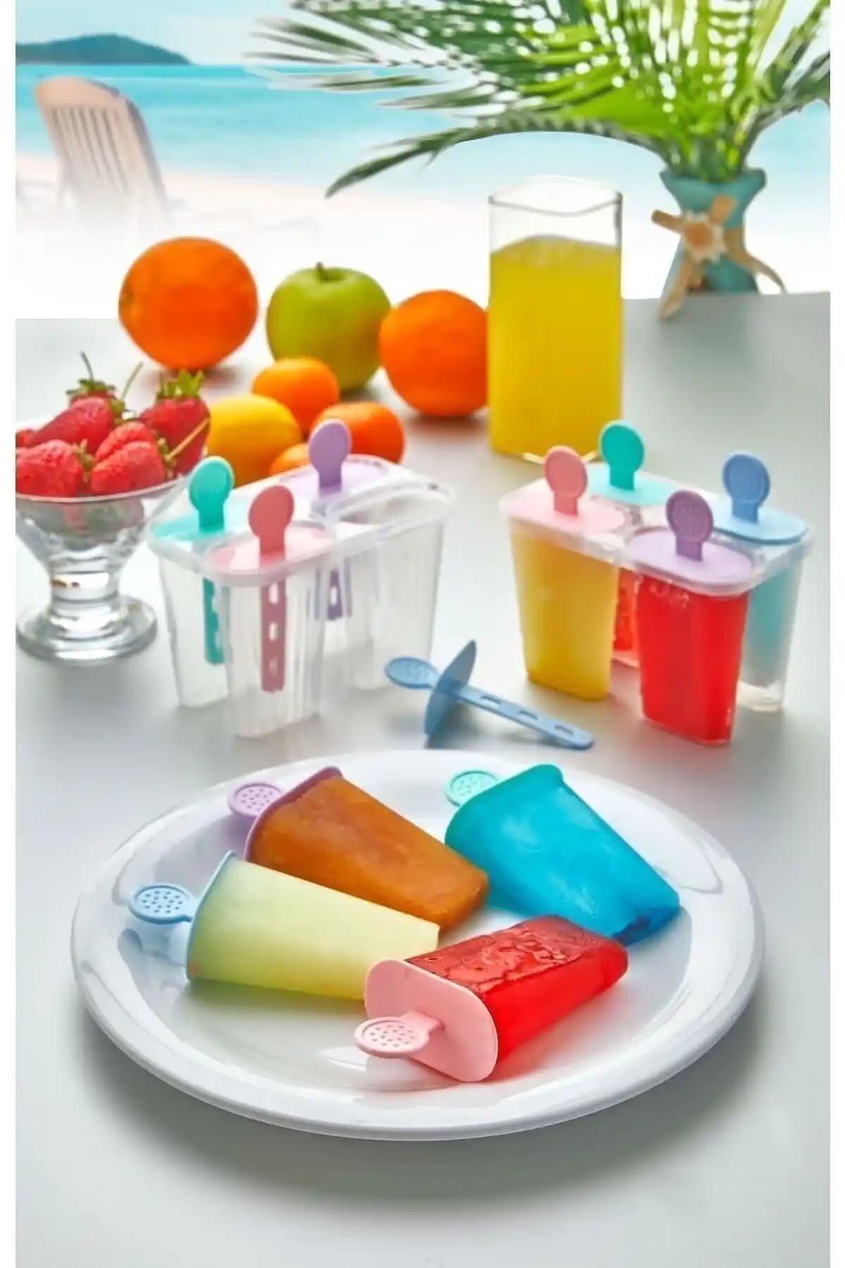 M Mimoza Park 4'lü Meybuz ve Dondurma Kalıbı Çubuklu Pratik ve Dayanıklı Mutfak Gereci