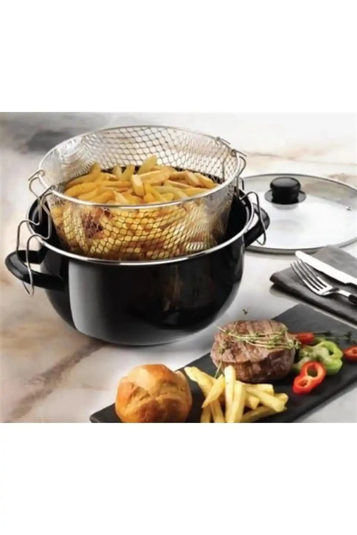 Mabeyn Emaye Cam Kapaklı Patates Biber Kabak Sosis Tencere 24 cm dayanıklı ve hijyenik mutfak gereci