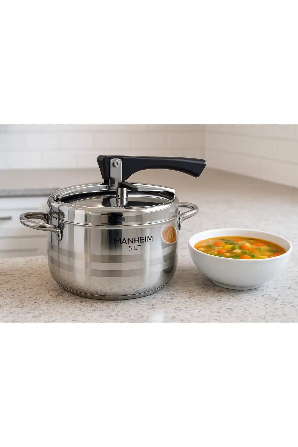 Manheim 5 Litre Paslanmaz Çelik Düdüklü Tencere: Dayanıklı ve Pratik Mutfak Arkadaşı