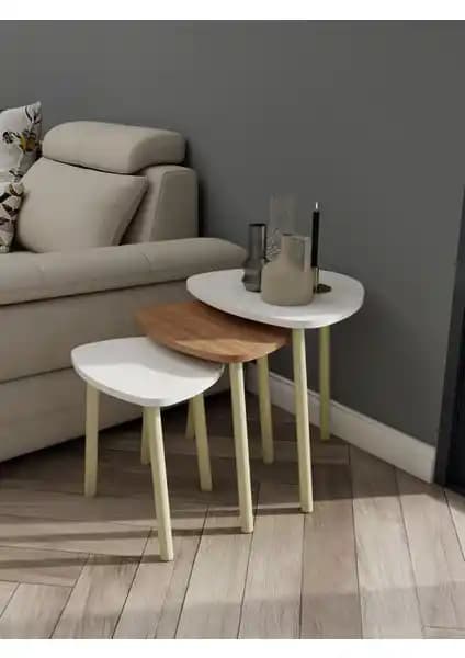MasifMarket 3'lü Üçgen Zigon Sehpa Seti Modern ve Şık Tasarım ile İç Mekanlara Uyum Sağlar