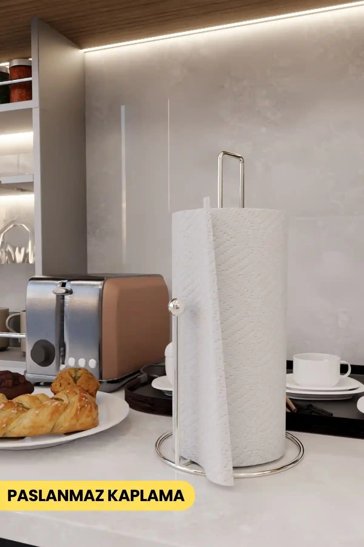 MBA Decor Gü<müş> Harmony Metal Kağıt Havluluk Modern ve Şık Mutfak Aksesuarı