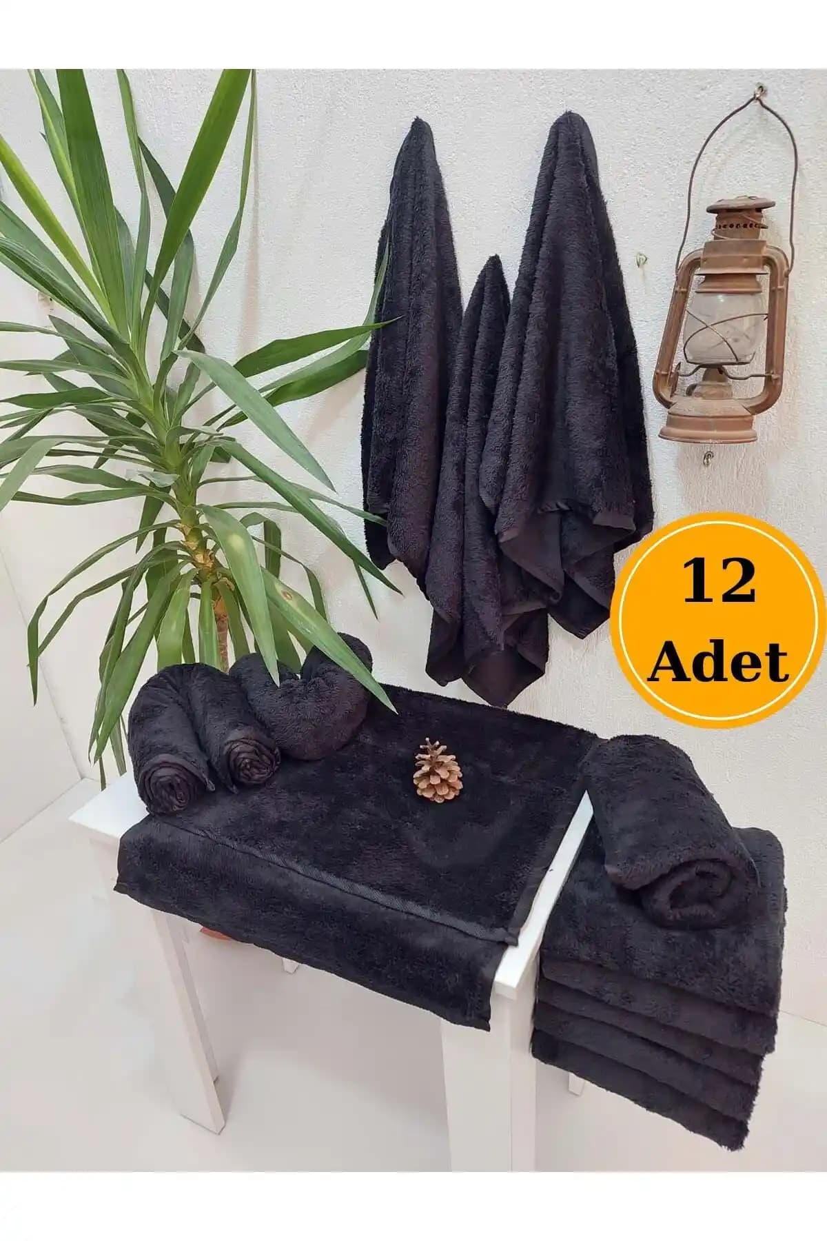 Mef Collection 12'li Mikrofiber Kuaför Havlusu Siyah Profesyonel Kullanım İçin