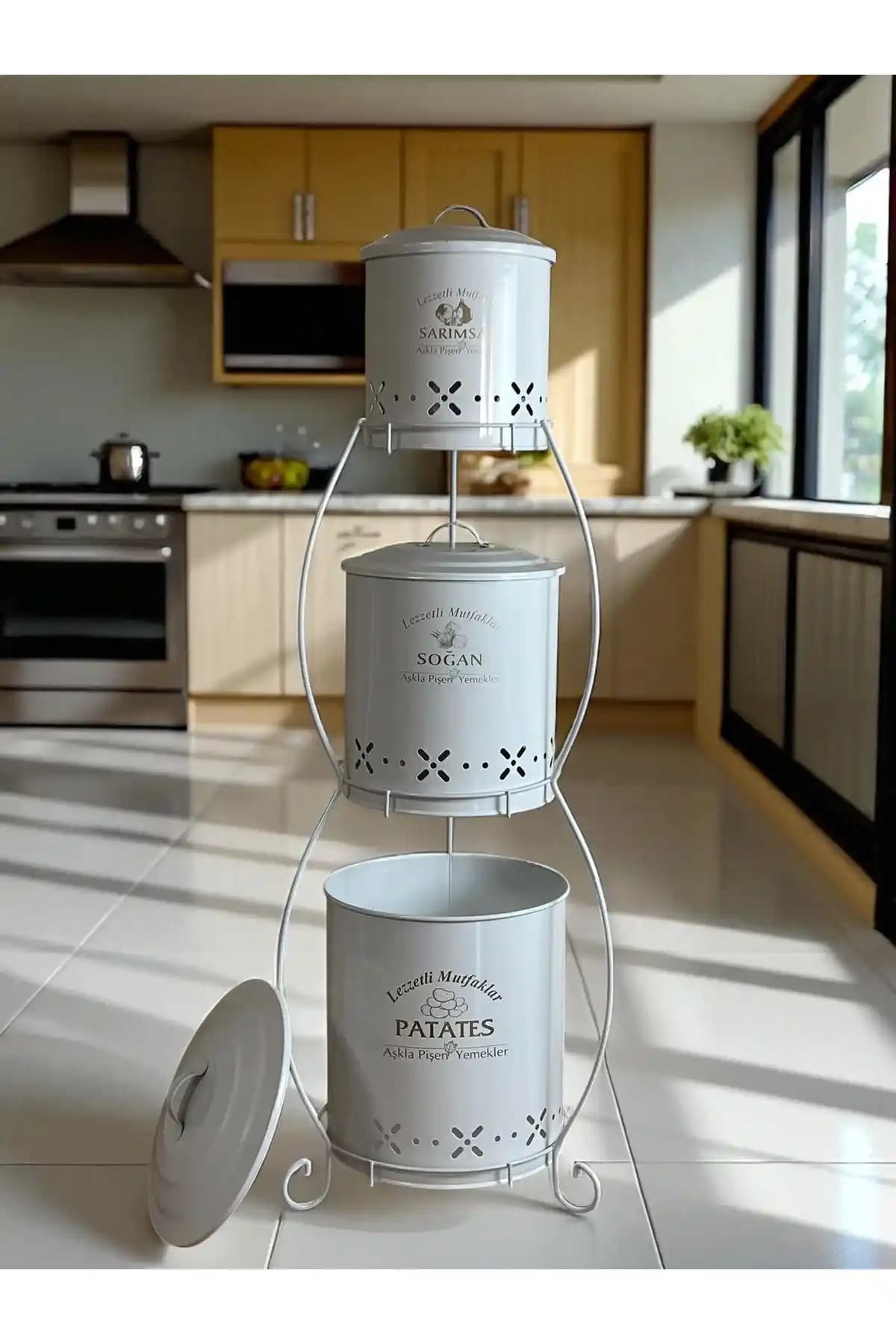 MetalShop 3 Katlı Ferforje Kovası ile Mutfakta Şıklık ve Pratiklik Bir Arada