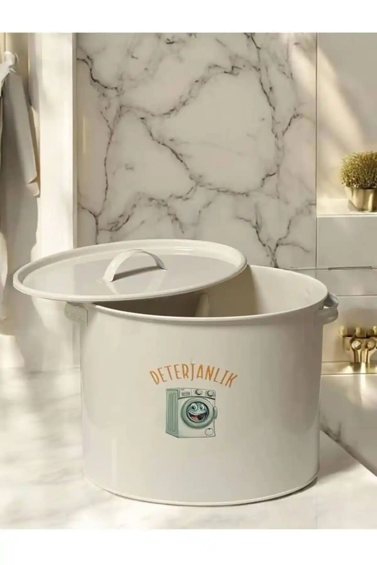 MetalShop Metal Bölmeli Metal Kapaklı Deterjanlık Dayanıklı ve Şık Temizlik Çözümü