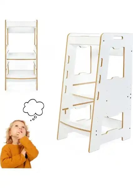 Minera Ahşap Montessori Öğrenme Kulesi: Güvenli ve Estetik Çocuk Eğitim Aracı