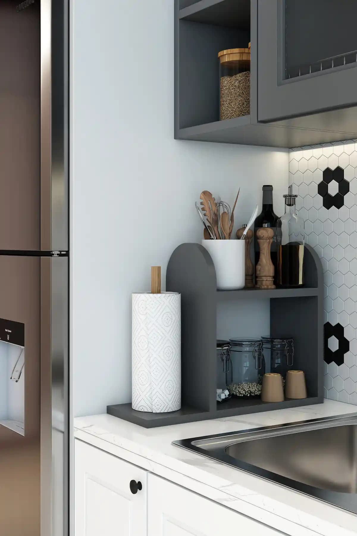 Modalanka Kağıt Havluluklu Mutfak Rafı Modern Tasarım ve Dayanıklılık Özellikleri