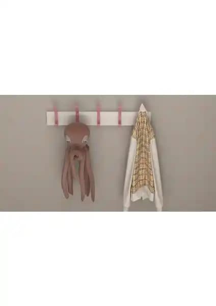 Modern MDF Duvar Askılık Seti 5 Pembe Askılık ile Şık ve Pratik Depolama Çözümü