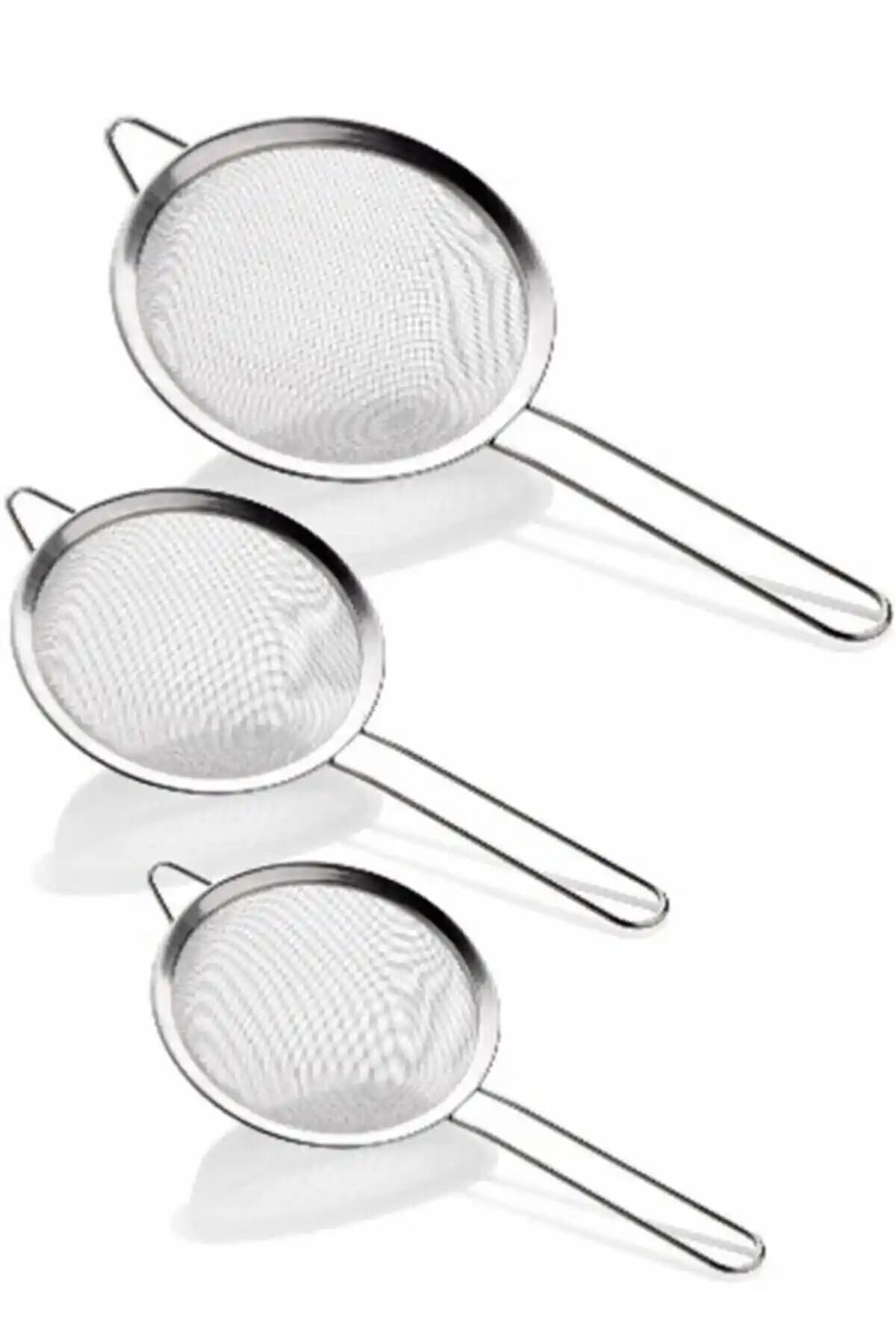 Mutfakta Çok Yönlü ve Dayanıklı Paslanmaz Çelik Süzgeç Takımı 3 Parça