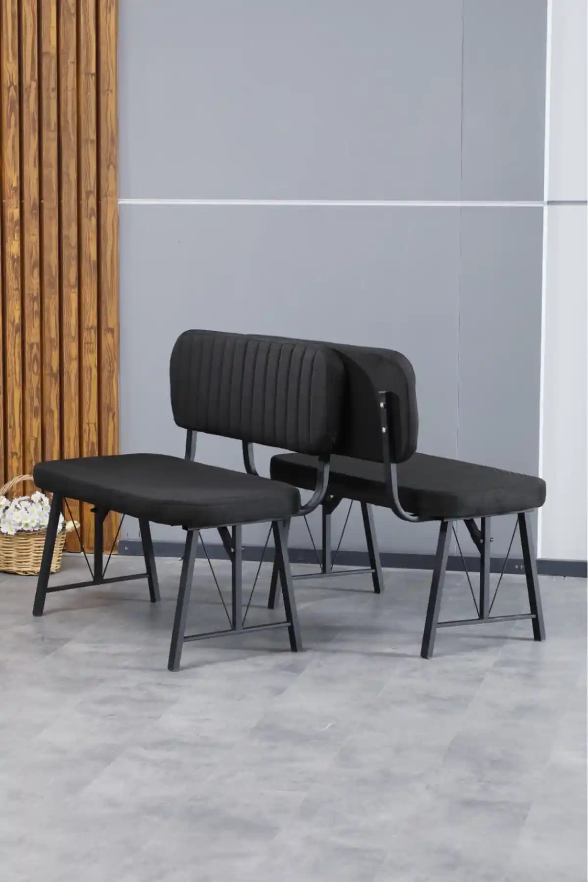 Mygusi Hayat Serisi Siyah Modern Bench: Şık ve Dayanıklı Oturma Mobilyası