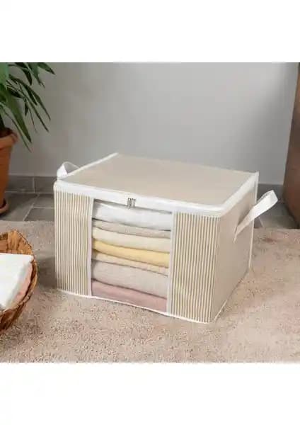 Nacarev 3 Adet Orta Boy Pencereli Çizgi Desen Baskılı Hurç Seti ile Evde Düzen Sağlayın