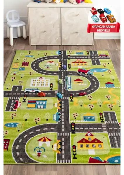 Odeon Halı 3 Boyutlu Yeşil Trafik Arabalı Çocuk Oyun Halısı İnceleme ve Özellikleri