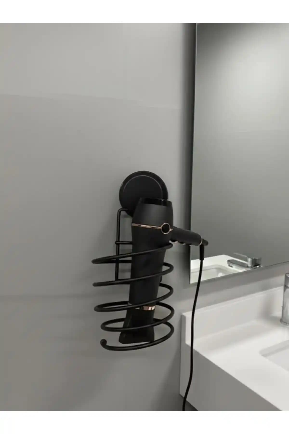Okyanus Home Magic Fix Siyah Saç Kurutma Makinesi Askısı: Dayanıklı ve Şık Tasarım