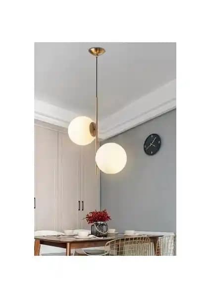 Ömür Avize Fumi Modern Tasarım Kapalı Camlı İkili Avize Geniş ve Ayarlanabilir Özelliklerle