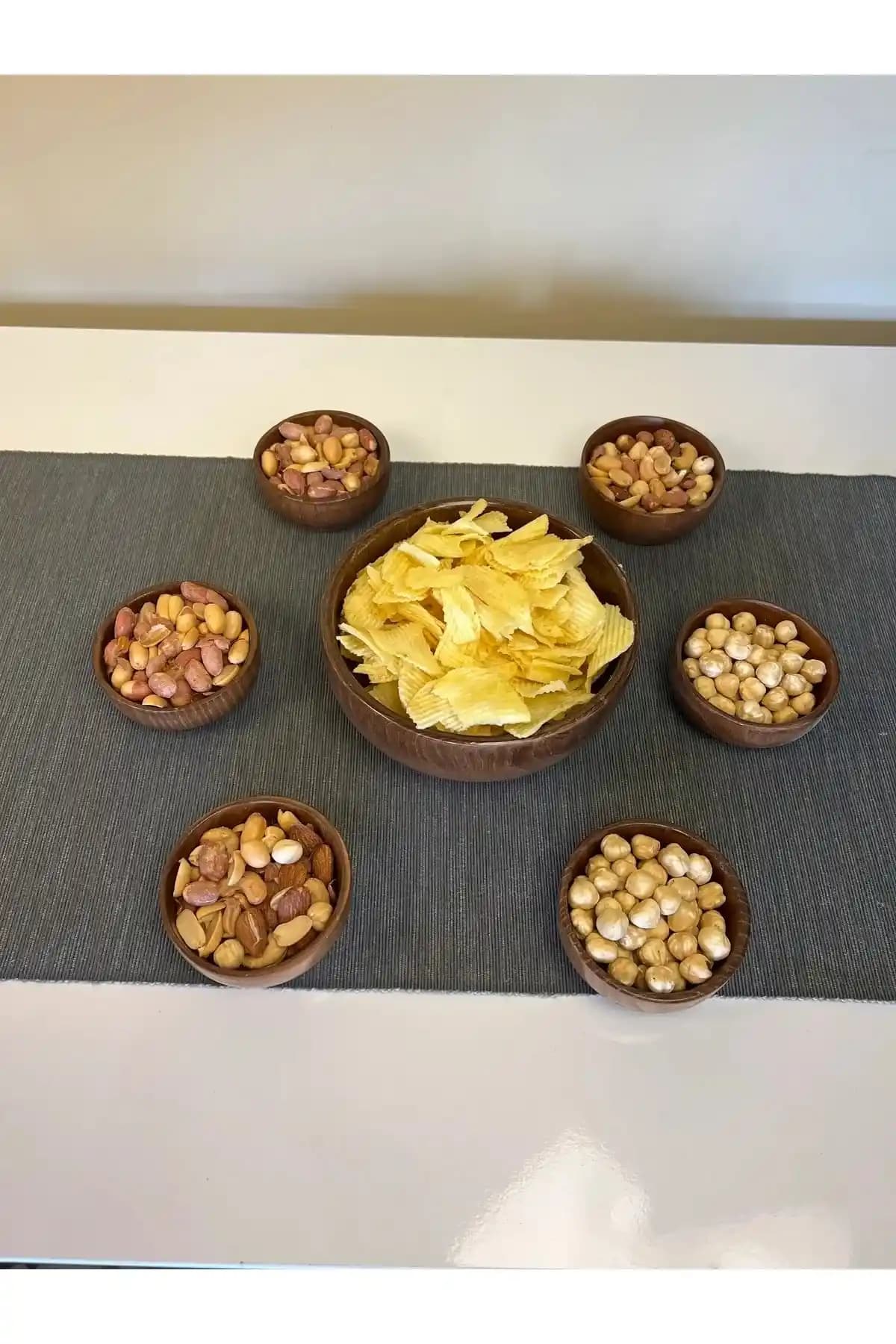 Öz Nur Home Gürgen Ağacından 7'li Çerezlik Takımı Doğal ve Şık Mutfak Aksesuarları