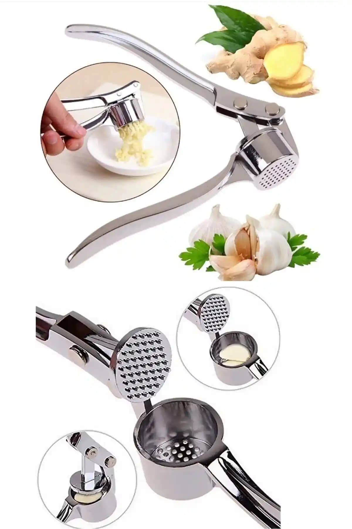 Paslanmaz Çelik Sarımsak Ezici Mutfakta Dayanıklı ve Pratik Kullanım İçin Ideal