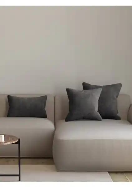 Pastel Kadife Dokulu Çakıl Rengi Kırlent Yastık Kılıfı Ev Dekorasyonu İçin Uygun